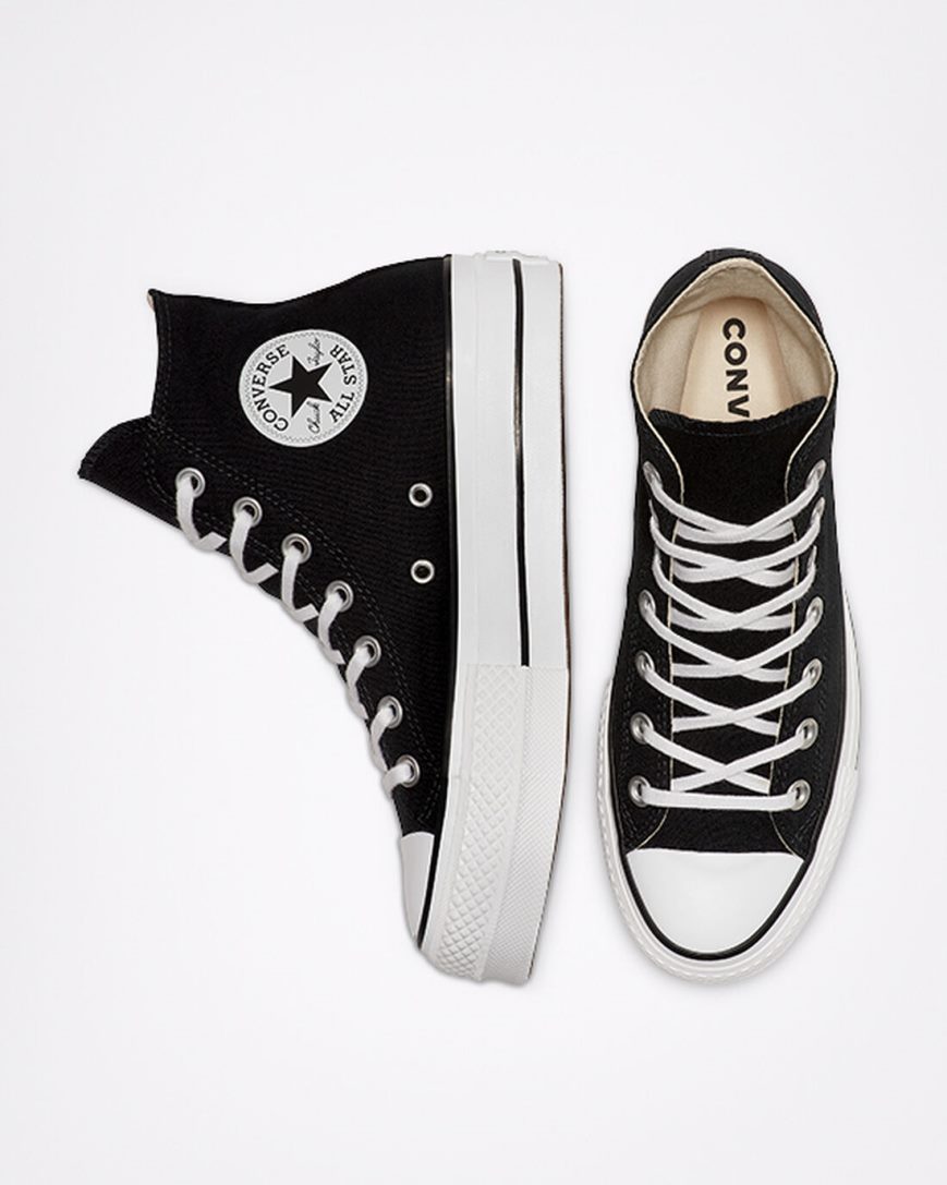 Topanky Na Platforme Converse Chuck Taylor All Star Lift Platene Vysoke Damske Čierne Biele | SK SFDC112